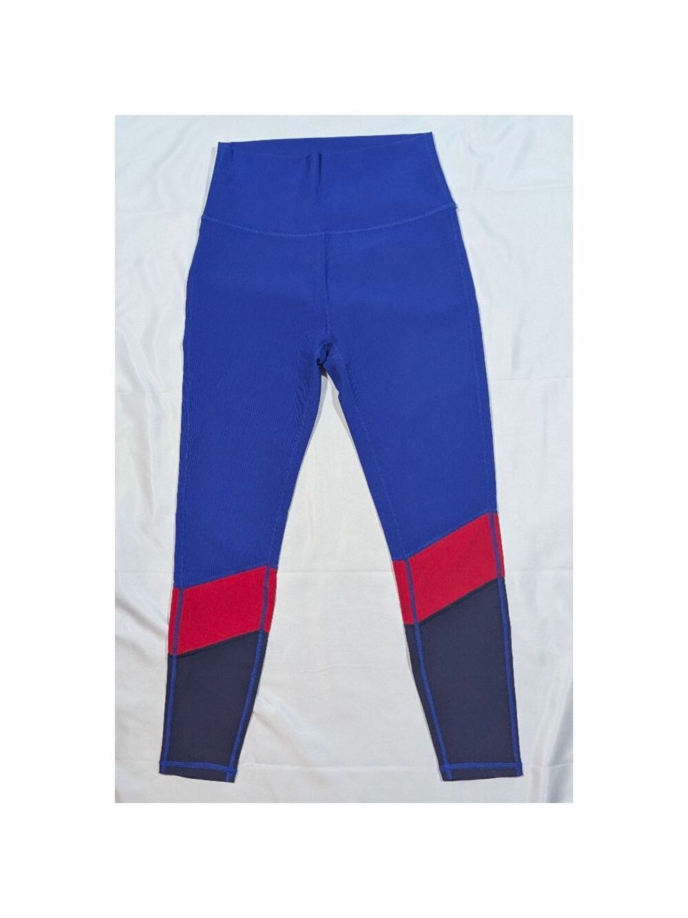 Wilo The Label Colorblock Leggings Blue Red Gray High Rise M